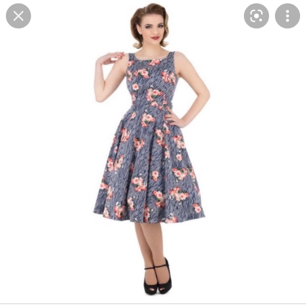 Zecora Floral Day Dress Rose Print Vintage 50s